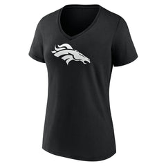 Denver Broncos Women's Personalized Name & Number Monochrome V-Neck T-Shirt - Black T-shirts
