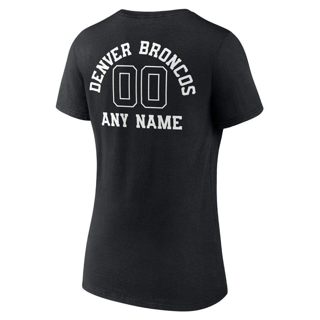 Denver Broncos Women's Personalized Name & Number Monochrome V-Neck T-Shirt - Black T-shirts