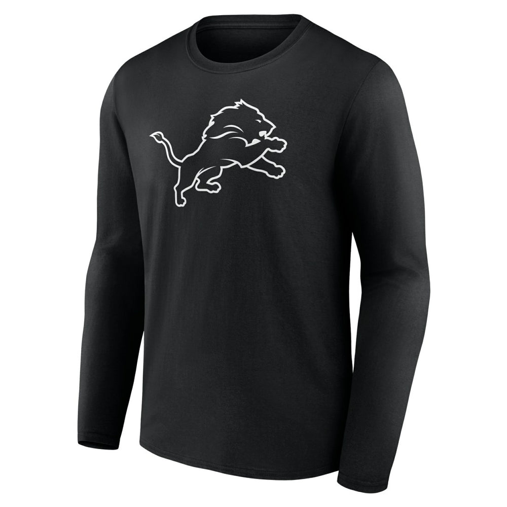 Detroit Lions Personalized Name & Number Monochrome Long Sleeve T-Shirt - Black T-shirts
