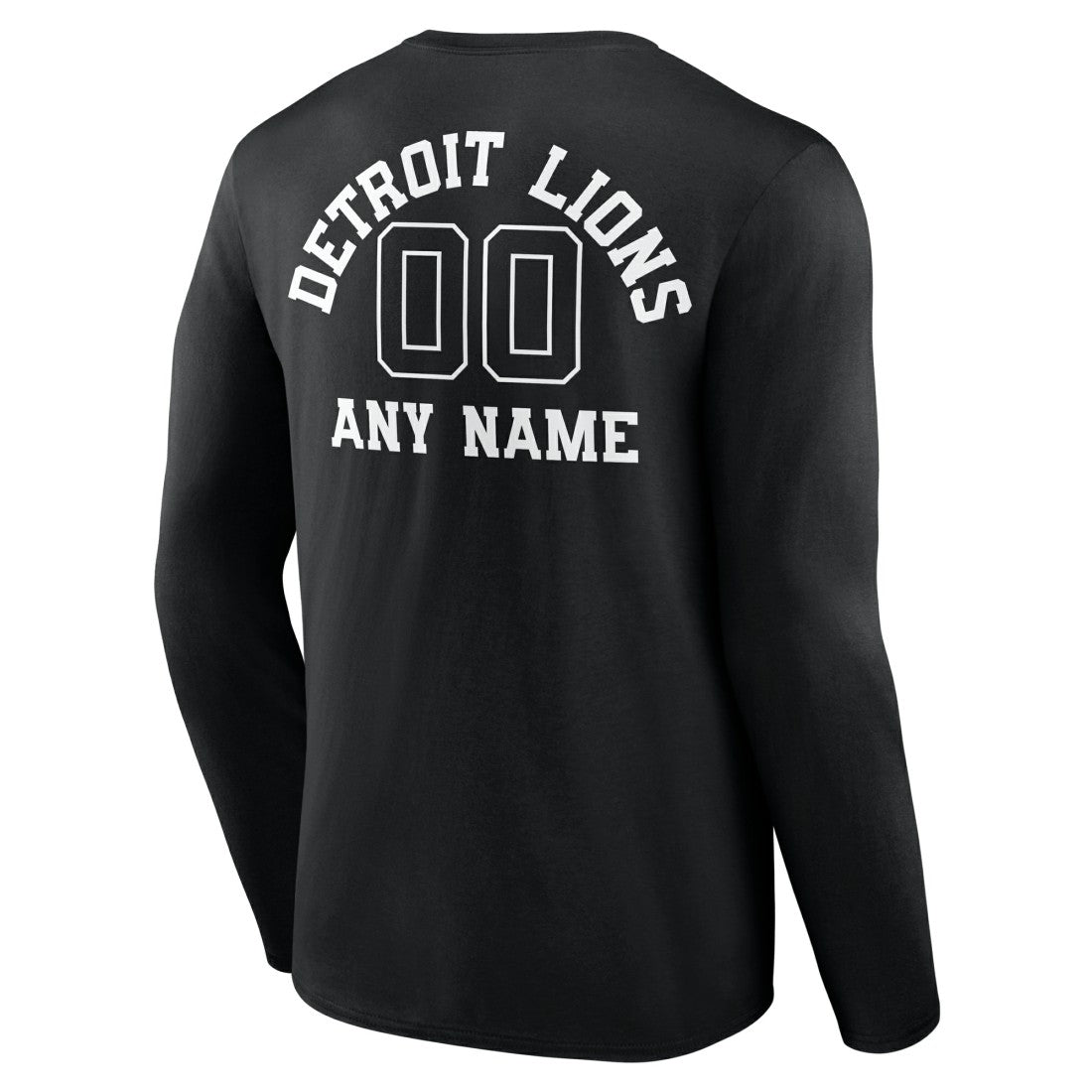 Detroit Lions Personalized Name & Number Monochrome Long Sleeve T-Shirt - Black T-shirts