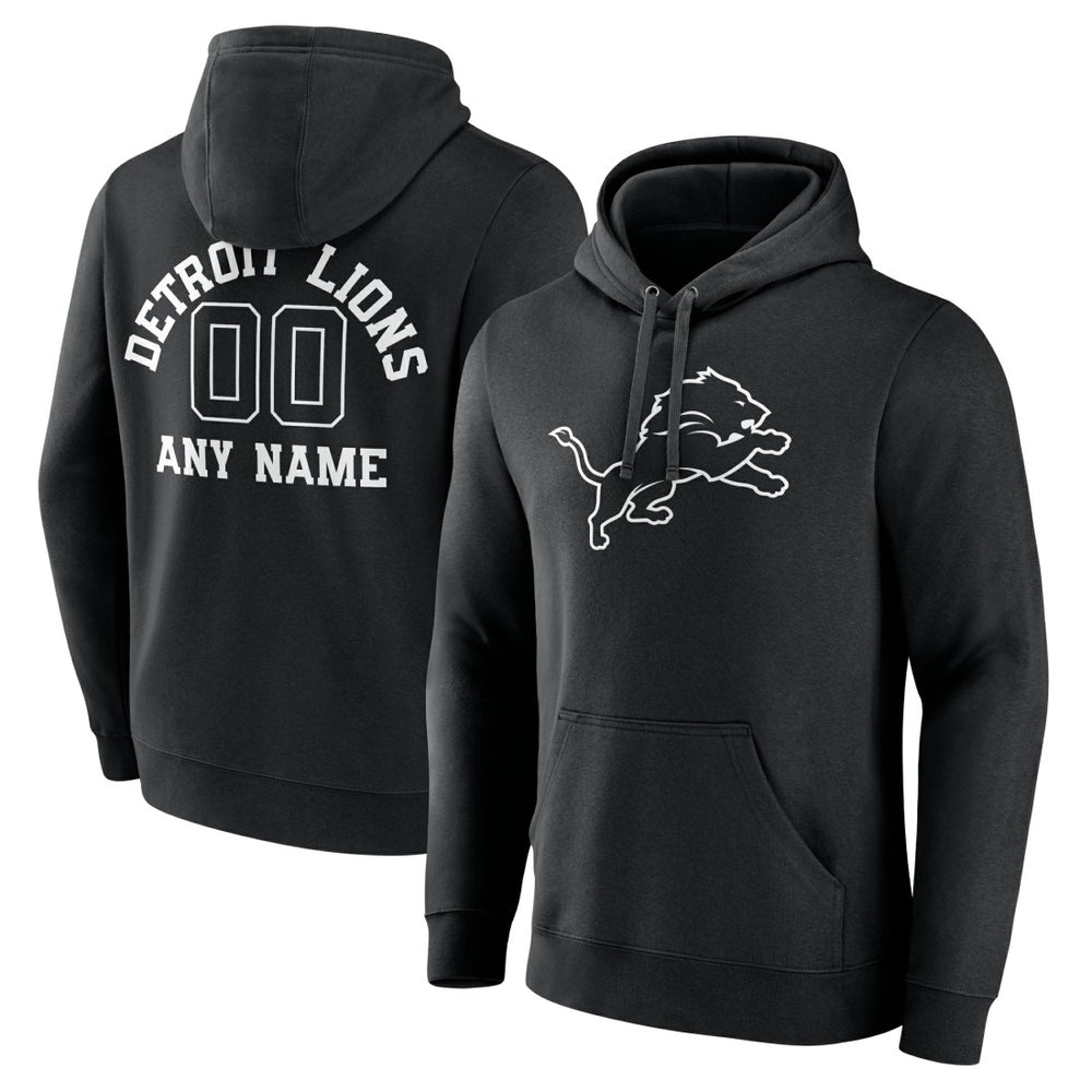 Detroit Lions Personalized Name & Number Pullover Hoodie - Black Hoodies