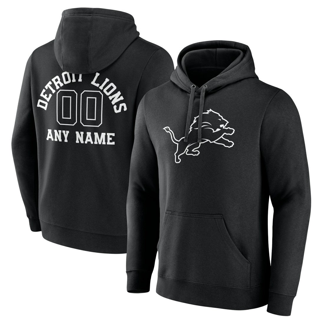 Detroit Lions Personalized Name & Number Pullover Hoodie - Black Hoodies