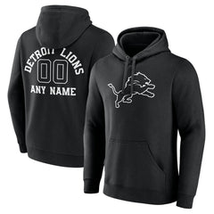 Detroit Lions Personalized Name & Number Pullover Hoodie - Black Hoodies