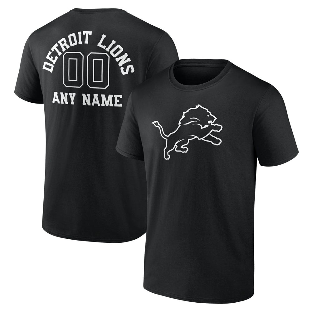 Detroit Lions Personalized Name & Number Monochrome T-Shirt - Black T-shirts