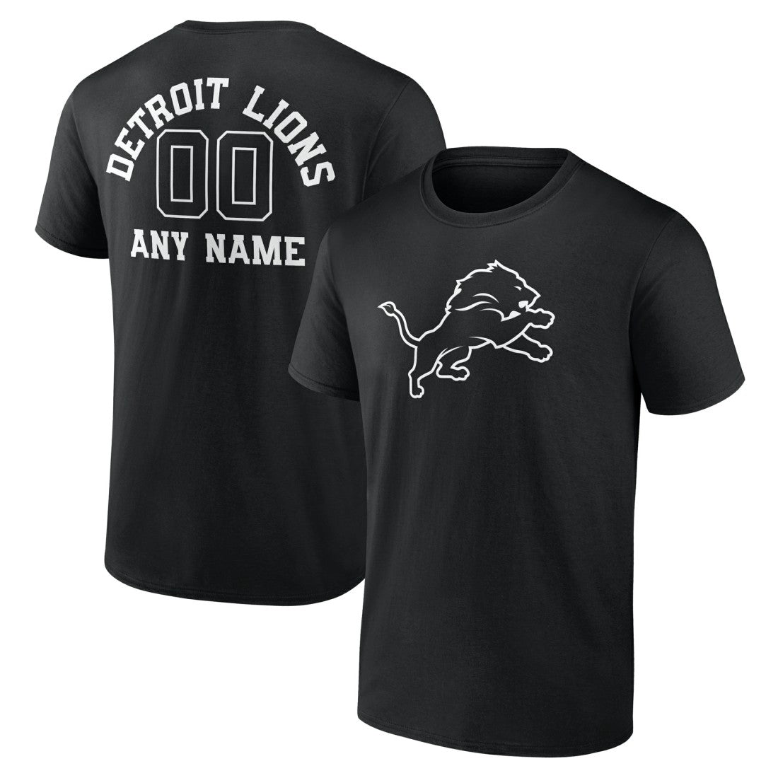 Detroit Lions Personalized Name & Number Monochrome T-Shirt - Black T-shirts