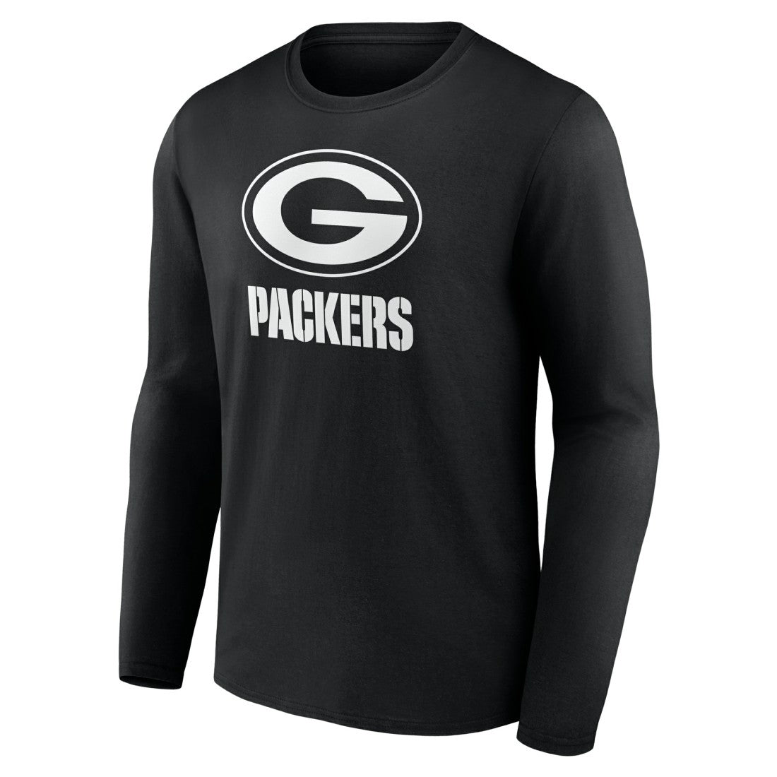 Green Bay Packers Personalized Name & Number Monochrome Long Sleeve T-Shirt - Black T-shirts