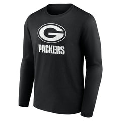 Green Bay Packers Personalized Name & Number Monochrome Long Sleeve T-Shirt - Black T-shirts