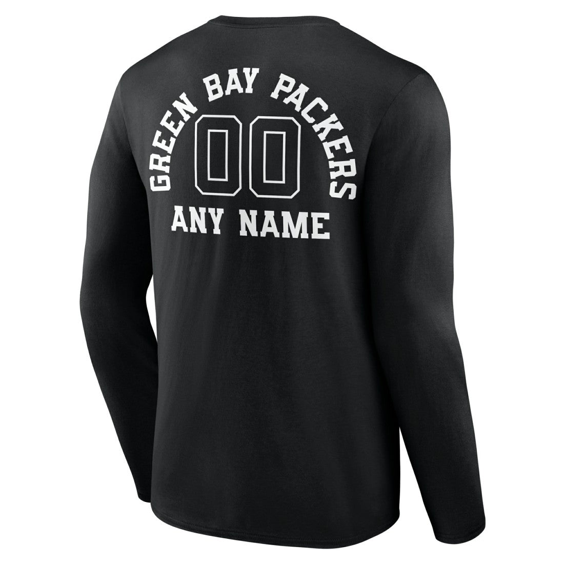 Green Bay Packers Personalized Name & Number Monochrome Long Sleeve T-Shirt - Black T-shirts