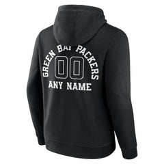 Green Bay Packers Personalized Name & Number Pullover Hoodie - Black Hoodies