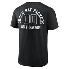 Green Bay Packers Personalized Name & Number Monochrome T-Shirt - Black T-shirts