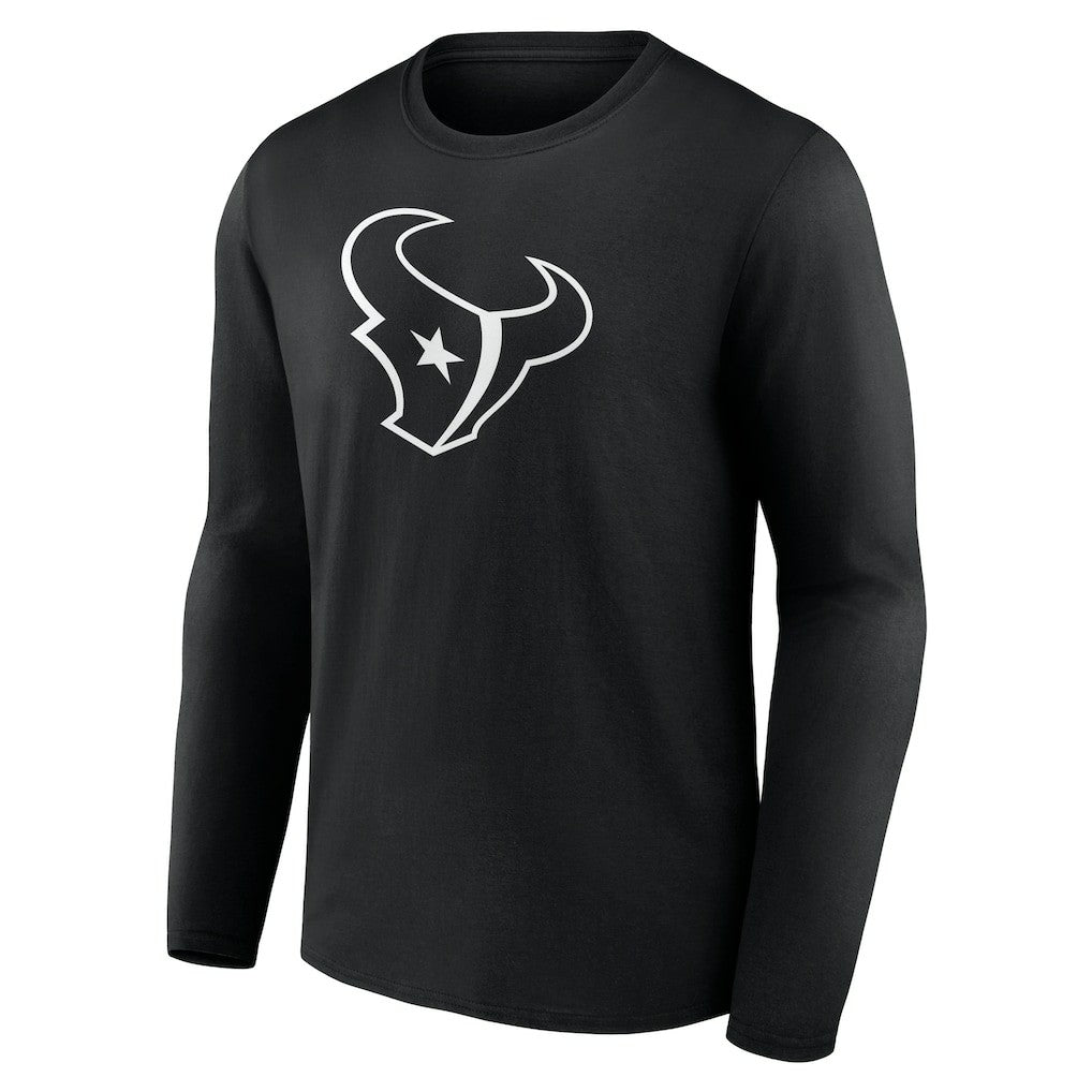 Houston Texans Personalized Name & Number Monochrome Long Sleeve T-Shirt - Black T-shirts