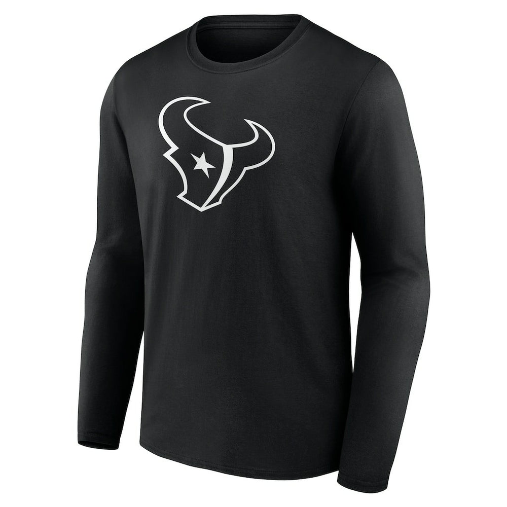 Houston Texans Personalized Name & Number Monochrome Long Sleeve T-Shirt - Black T-shirts