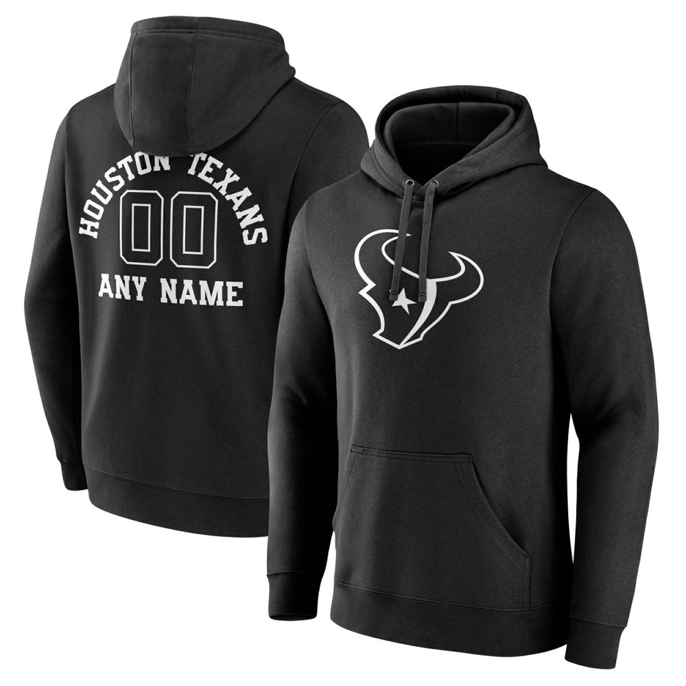 Houston Texans Personalized Name & Number Pullover Hoodie - Black Hoodies
