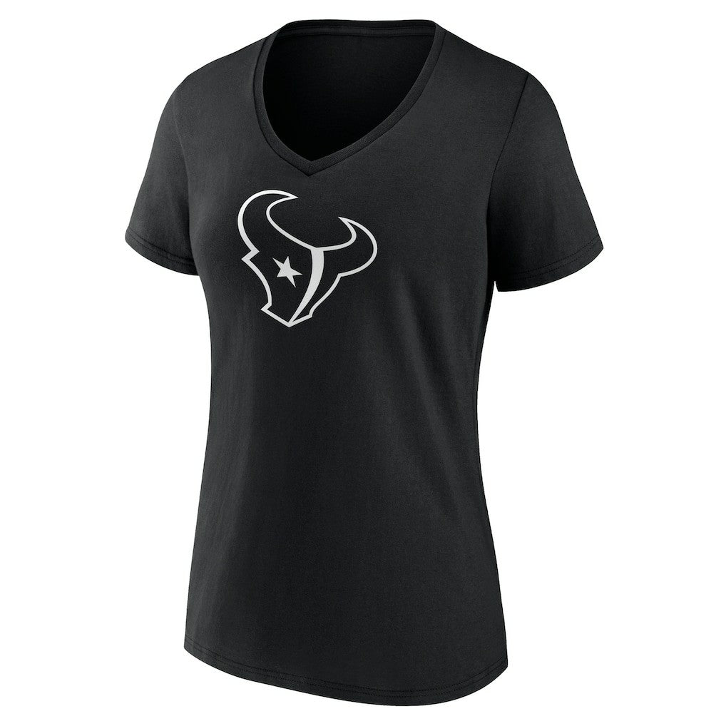 Houston Texans Women's Personalized Name & Number Monochrome V-Neck T-Shirt - Black T-shirts