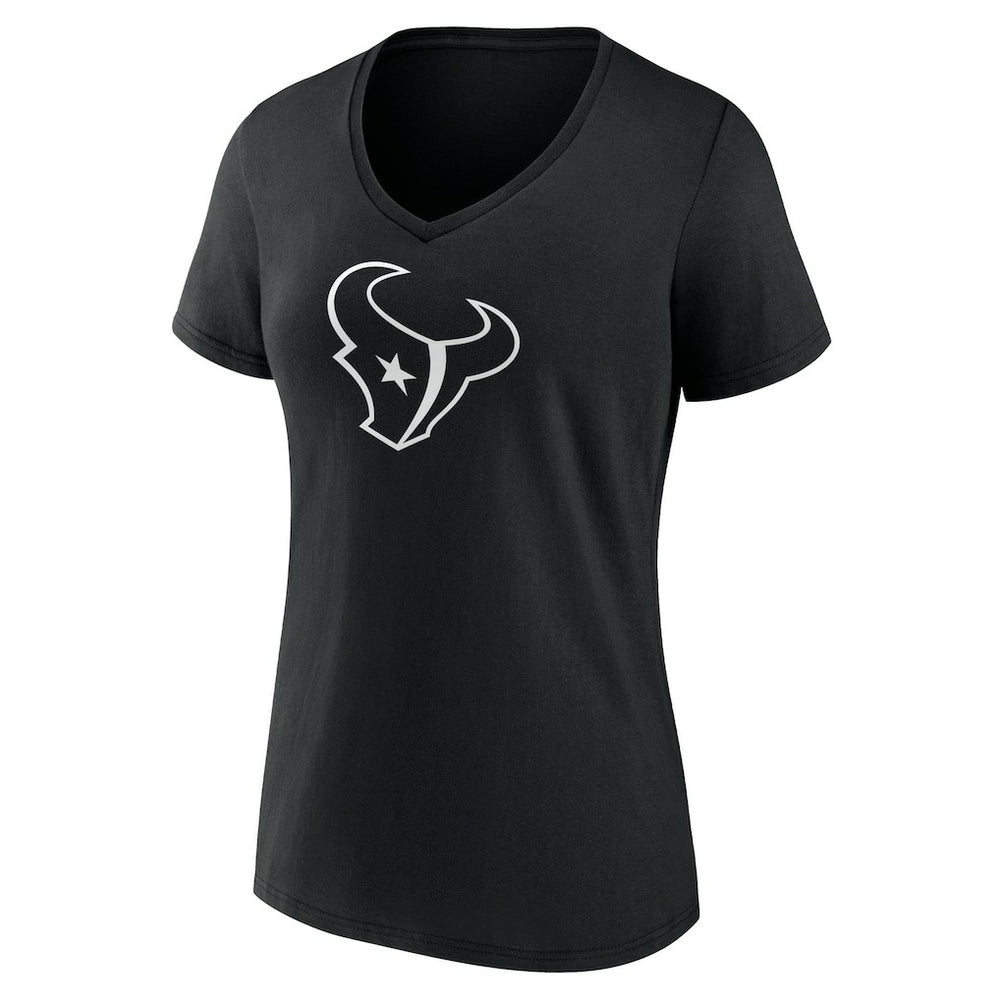 Houston Texans Women's Personalized Name & Number Monochrome V-Neck T-Shirt - Black T-shirts