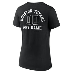 Houston Texans Women's Personalized Name & Number Monochrome V-Neck T-Shirt - Black T-shirts