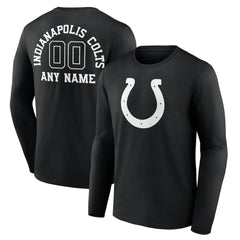 Indianapolis Colts Personalized Name & Number Monochrome Long Sleeve T-Shirt - Black T-shirts
