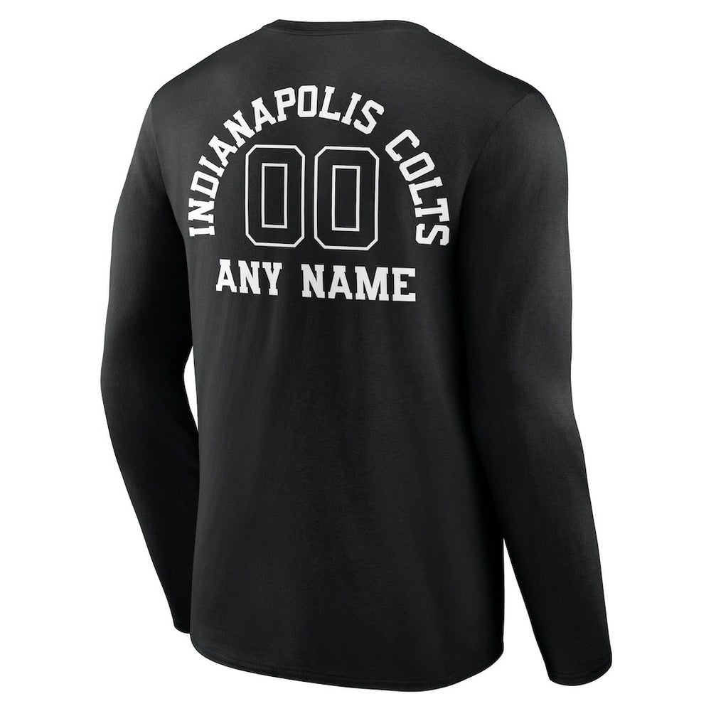 Indianapolis Colts Personalized Name & Number Monochrome Long Sleeve T-Shirt - Black T-shirts