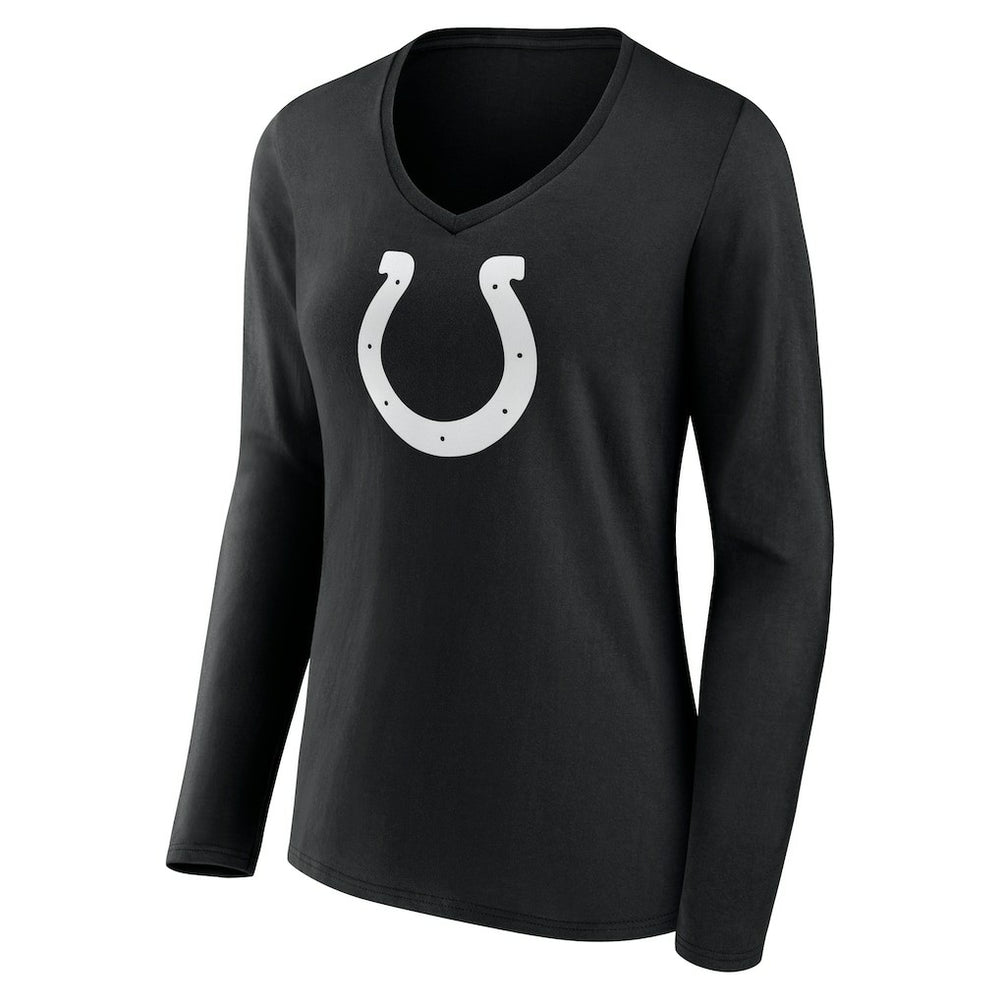 Indianapolis Colts Women's Personalized Name & Number Monochrome Long Sleeve V-Neck T-Shirt - Black T-shirts