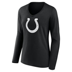 Indianapolis Colts Women's Personalized Name & Number Monochrome Long Sleeve V-Neck T-Shirt - Black T-shirts