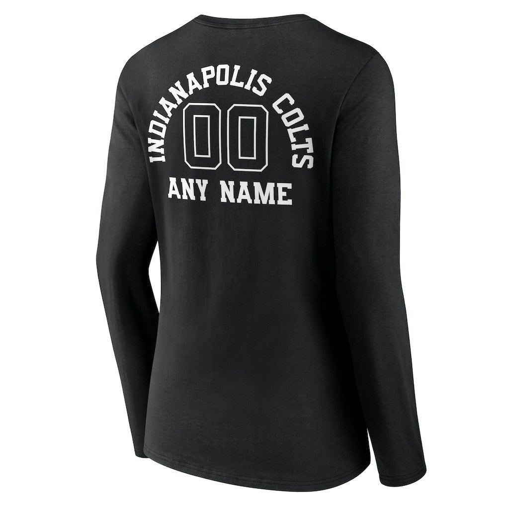 Indianapolis Colts Women's Personalized Name & Number Monochrome Long Sleeve V-Neck T-Shirt - Black T-shirts