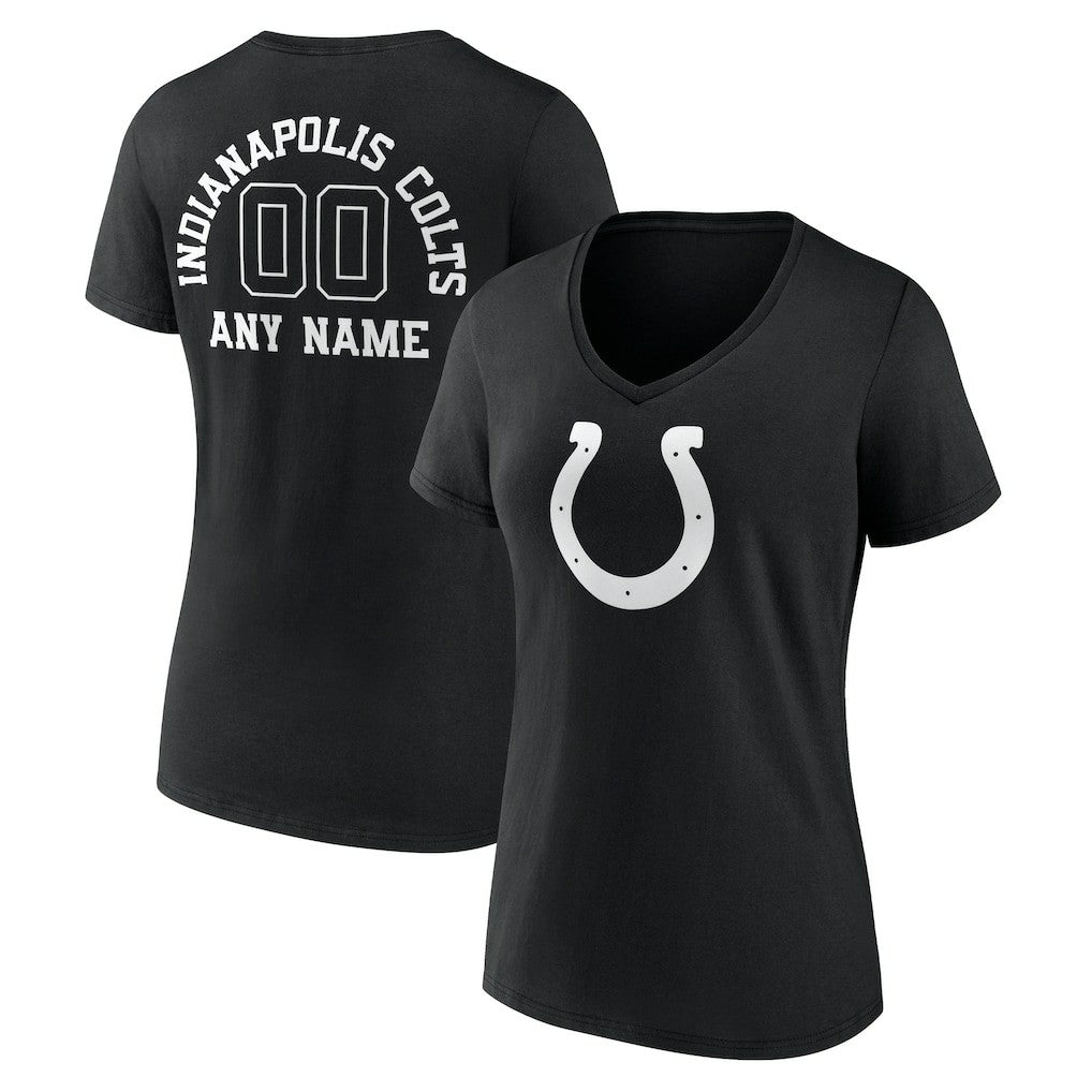 Indianapolis Colts Women's Personalized Name & Number Monochrome V-Neck T-Shirt - Black T-shirts