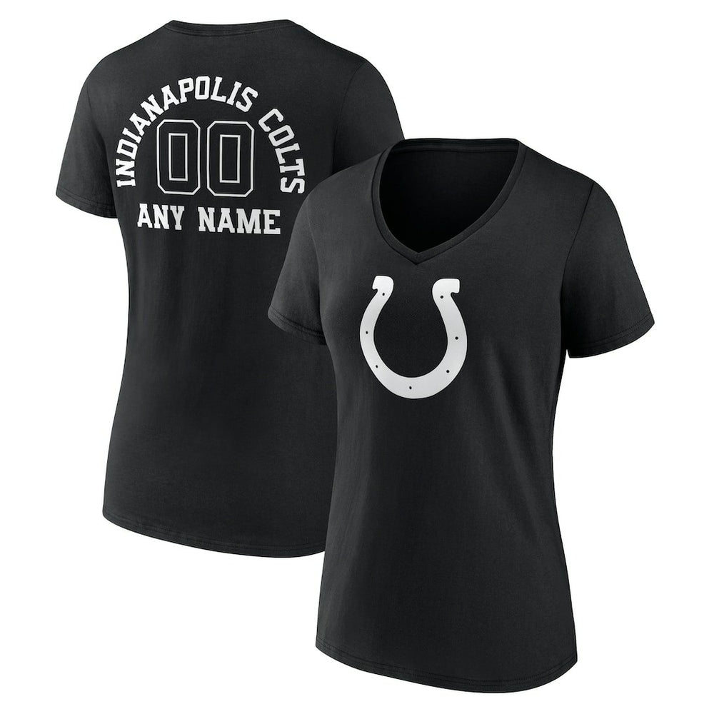 Indianapolis Colts Women's Personalized Name & Number Monochrome V-Neck T-Shirt - Black T-shirts