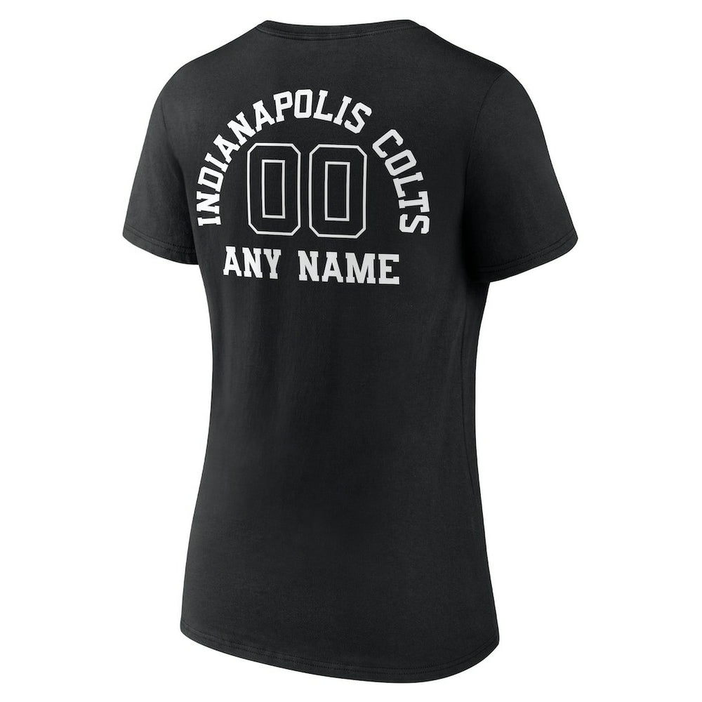Indianapolis Colts Women's Personalized Name & Number Monochrome V-Neck T-Shirt - Black T-shirts