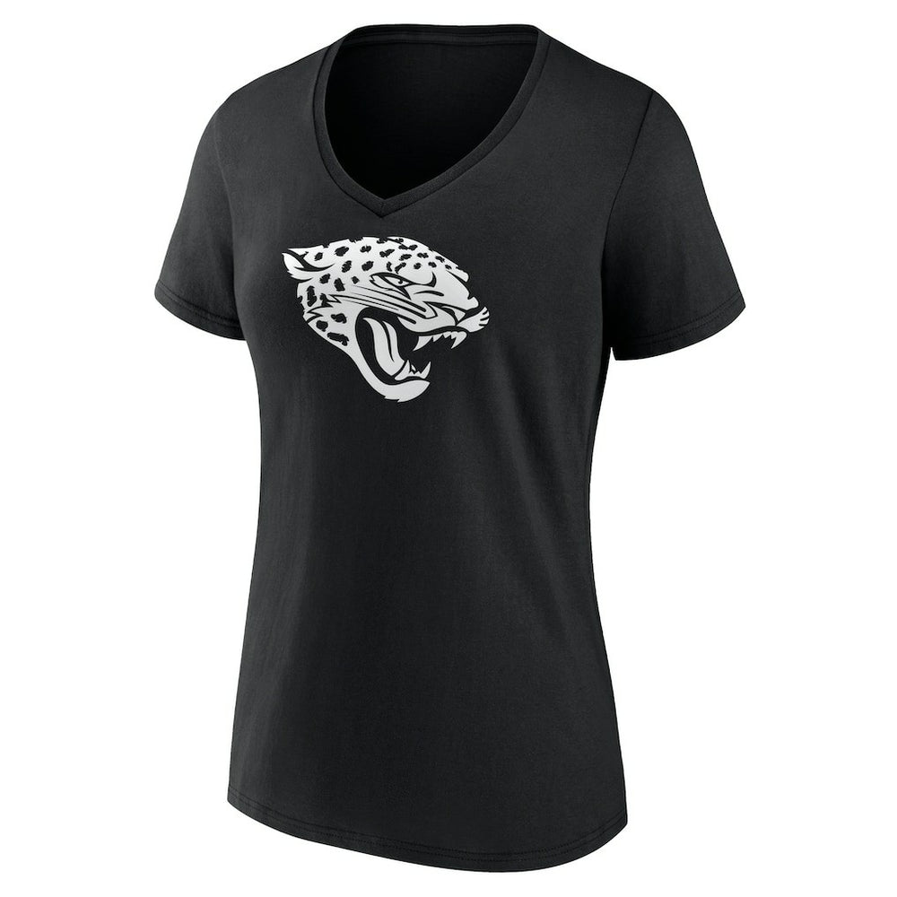 Jacksonville Jaguars Women's Personalized Name & Number Monochrome V-Neck T-Shirt - Black T-shirts