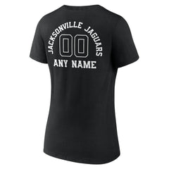 Jacksonville Jaguars Women's Personalized Name & Number Monochrome V-Neck T-Shirt - Black T-shirts