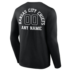 Kansas City Chiefs Personalized Name & Number Monochrome Long Sleeve T-Shirt - Black T-shirts
