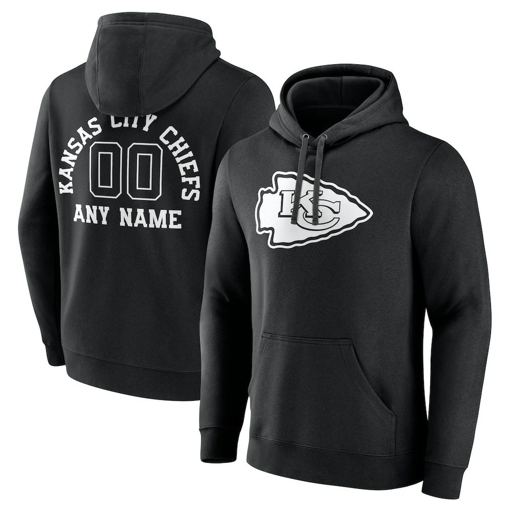 Kansas City Chiefs Personalized Name & Number Pullover Hoodie - Black Hoodies