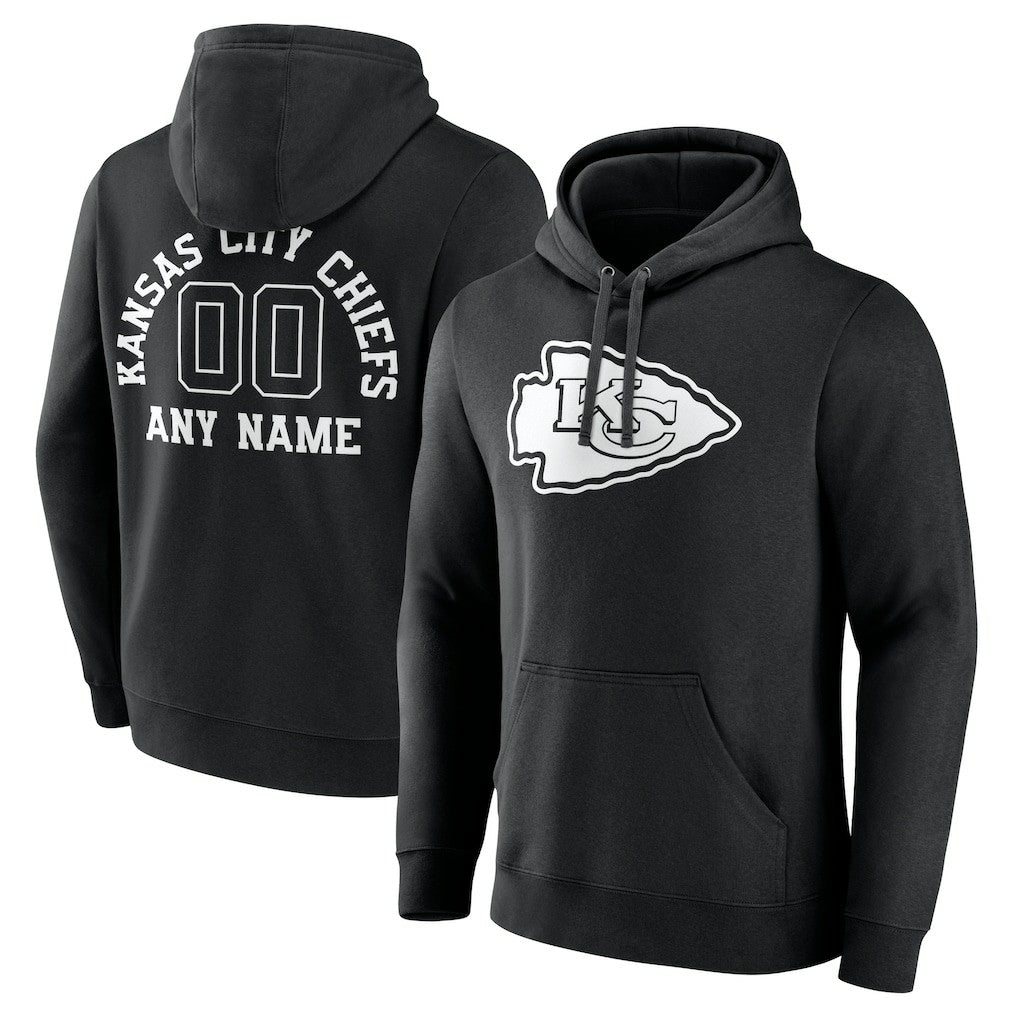 Kansas City Chiefs Personalized Name & Number Pullover Hoodie - Black Hoodies