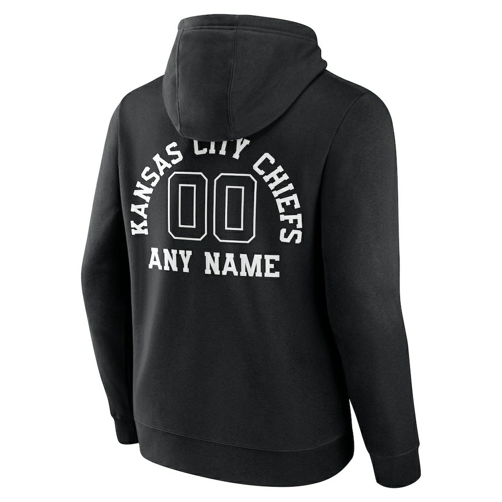 Kansas City Chiefs Personalized Name & Number Pullover Hoodie - Black Hoodies