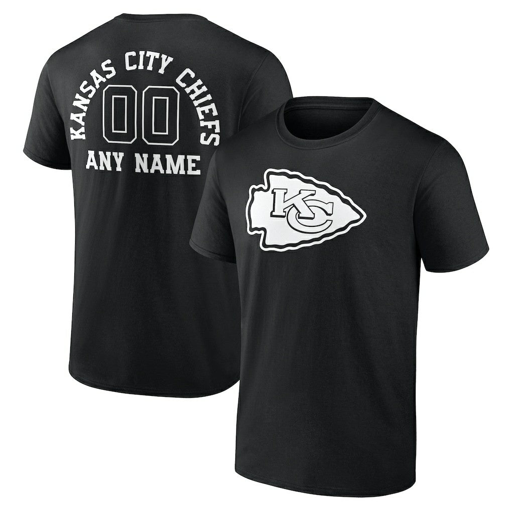 Kansas City Chiefs Personalized Name & Number Monochrome T-Shirt - Black T-shirts