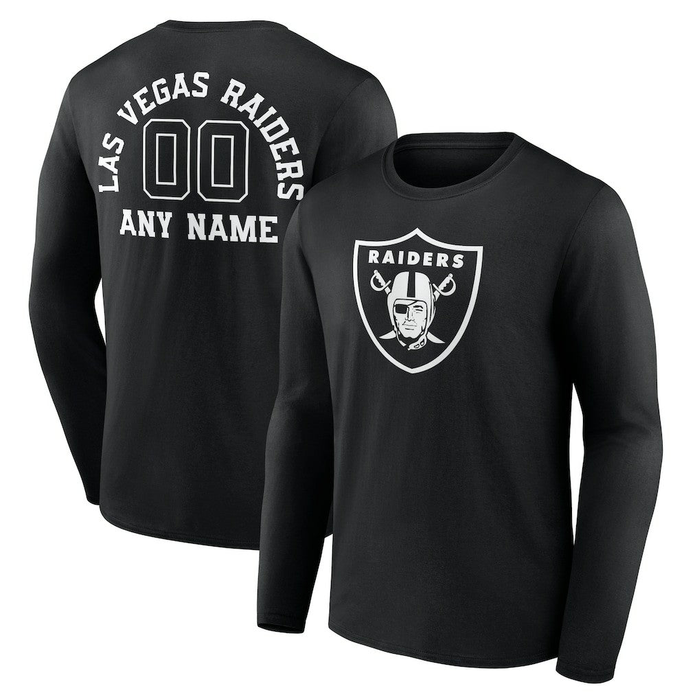Las Vegas Raiders Personalized Name & Number Monochrome Long Sleeve T-Shirt - Black T-shirts