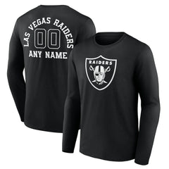 Las Vegas Raiders Personalized Name & Number Monochrome Long Sleeve T-Shirt - Black T-shirts