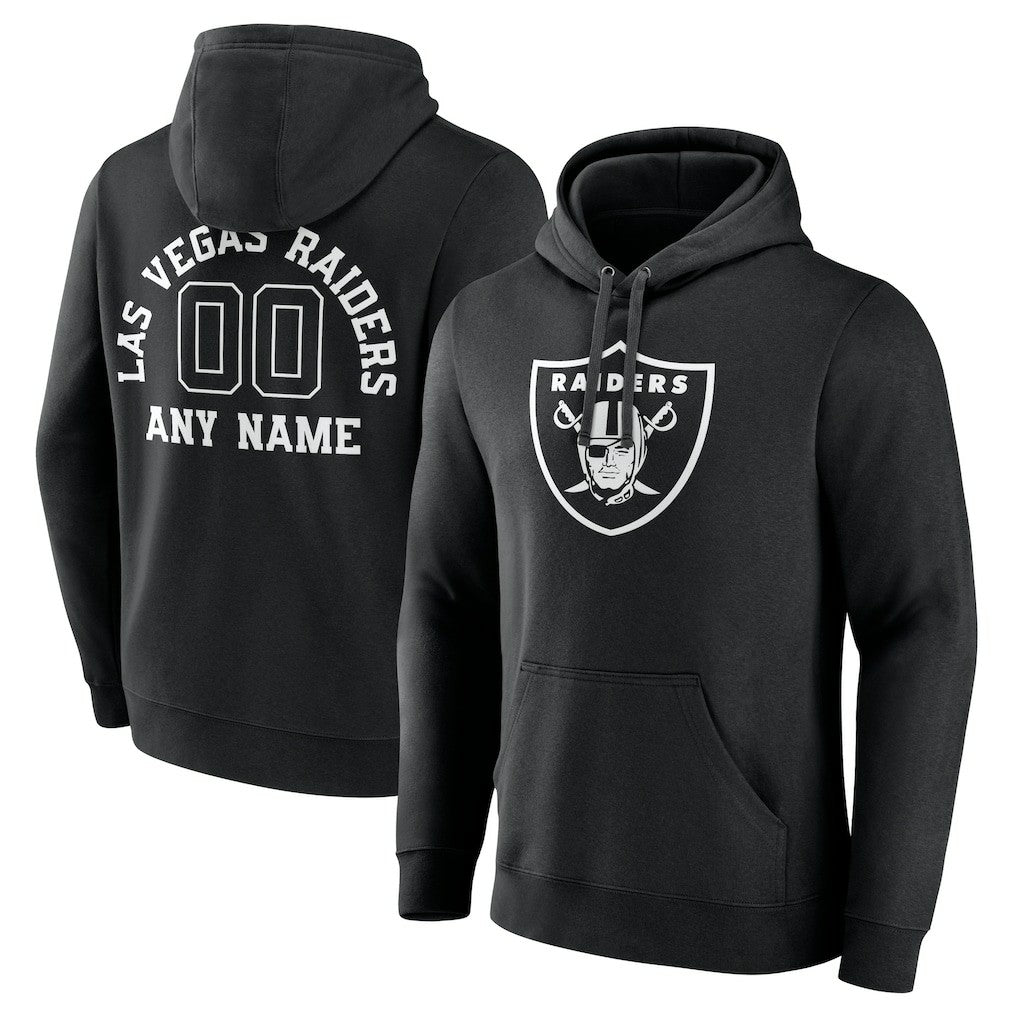 Las Vegas Raiders Personalized Name & Number Pullover Hoodie - Black Hoodies