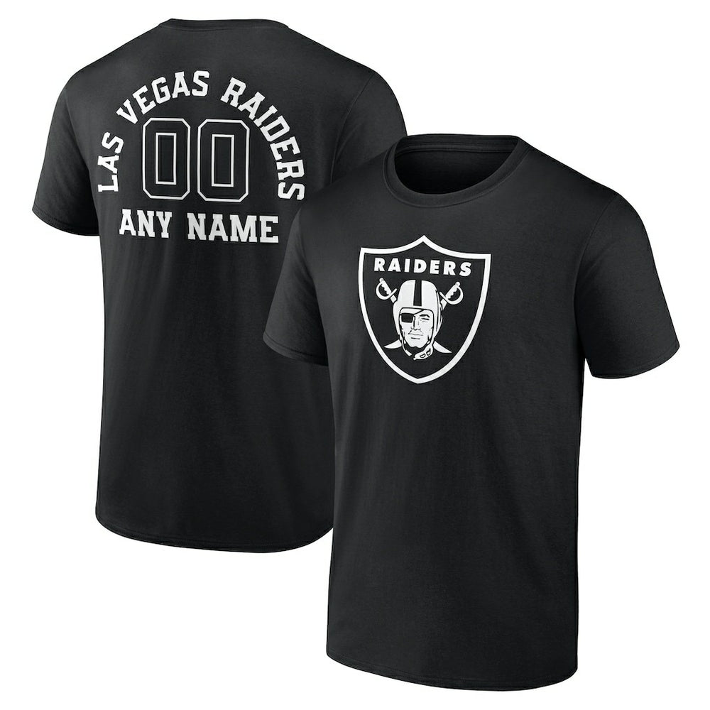 Las Vegas Raiders Personalized Name & Number Monochrome T-Shirt - Black T-shirts