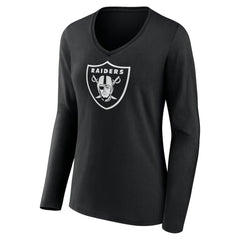 Las Vegas Raiders Women's Personalized Name & Number Monochrome Long Sleeve V-Neck T-Shirt - Black T-shirts