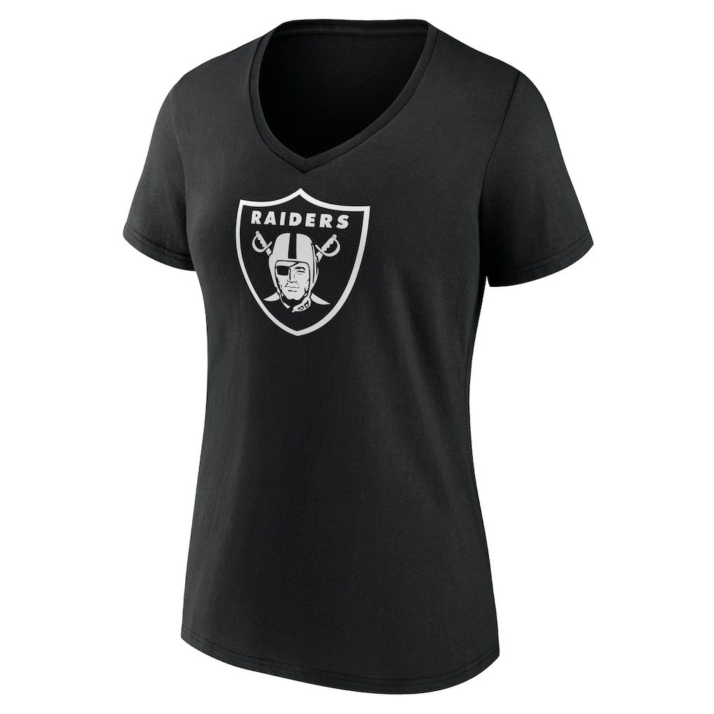 Las Vegas Raiders Women's Personalized Name & Number Monochrome V-Neck T-Shirt - Black T-shirts