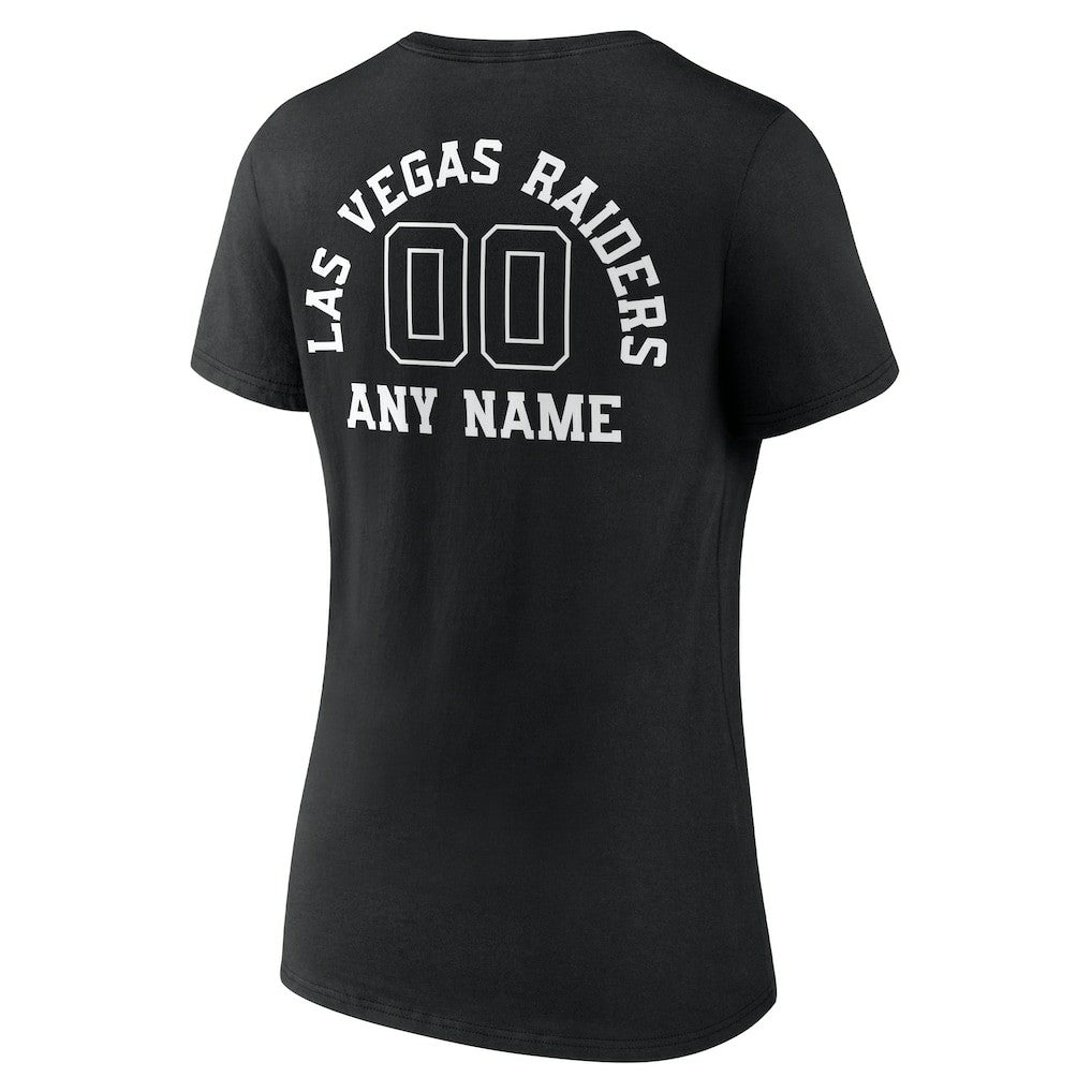 Las Vegas Raiders Women's Personalized Name & Number Monochrome V-Neck T-Shirt - Black T-shirts