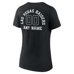 Las Vegas Raiders Women's Personalized Name & Number Monochrome V-Neck T-Shirt - Black T-shirts