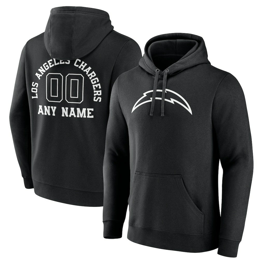 Los Angeles Chargers Personalized Name & Number Pullover Hoodie - Black Hoodies