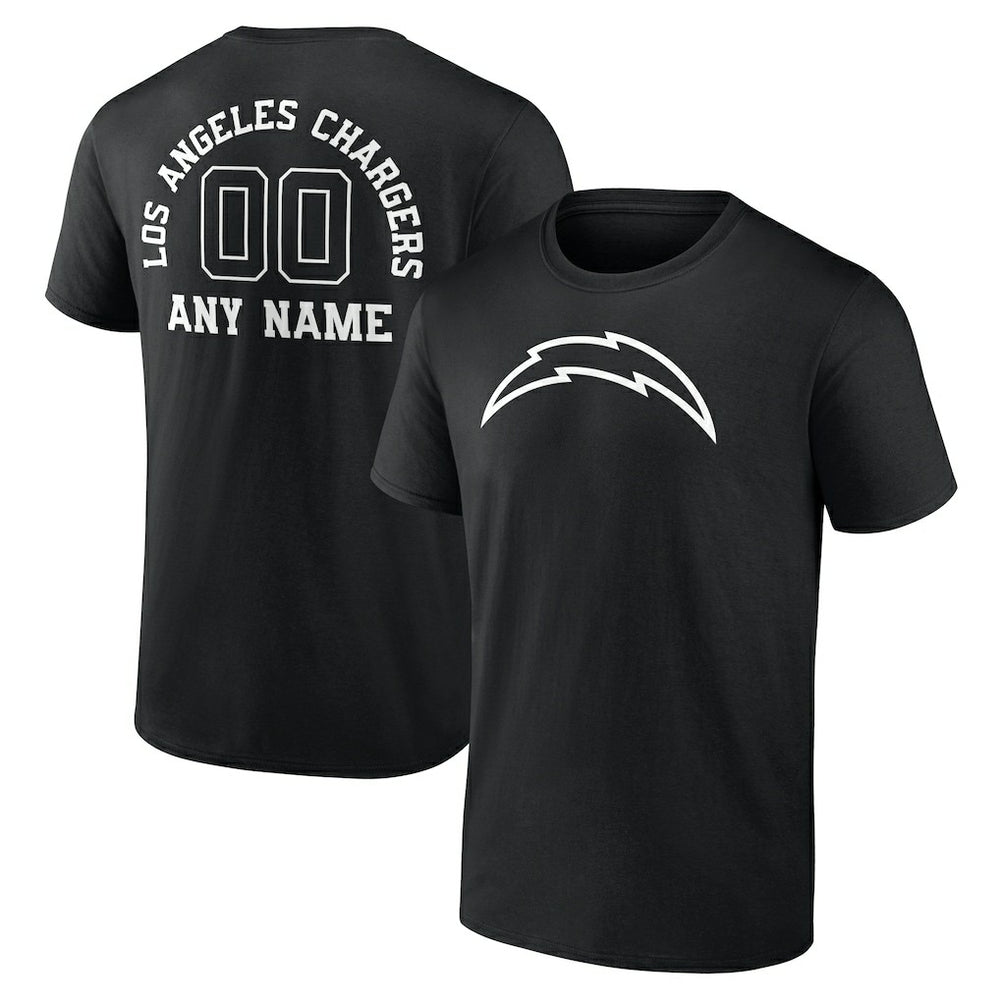 Los Angeles Chargers Personalized Name & Number Monochrome T-Shirt - Black T-shirts
