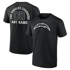 Los Angeles Chargers Personalized Name & Number Monochrome T-Shirt - Black T-shirts