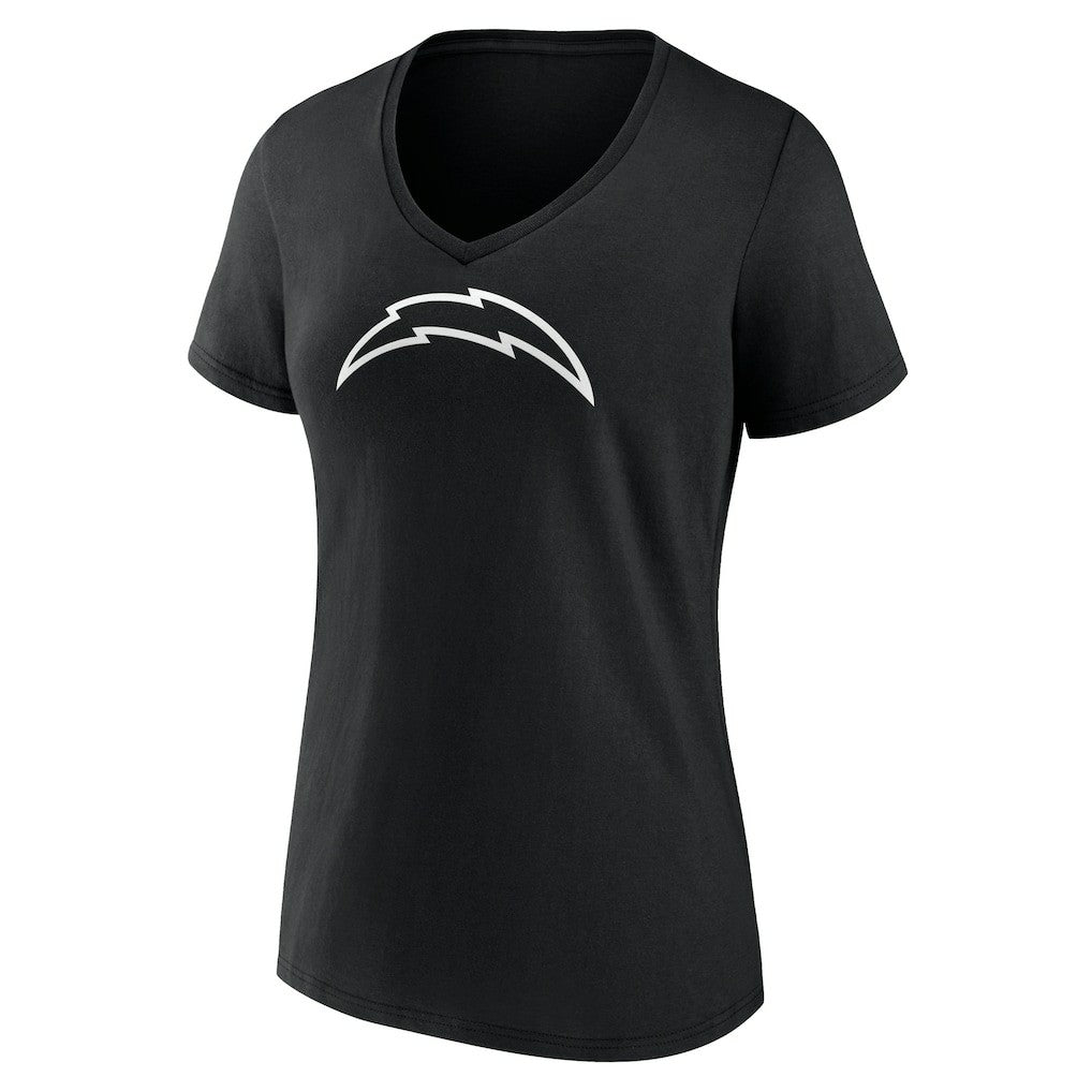 Los Angeles Chargers Women's Personalized Name & Number Monochrome V-Neck T-Shirt - Black T-shirts