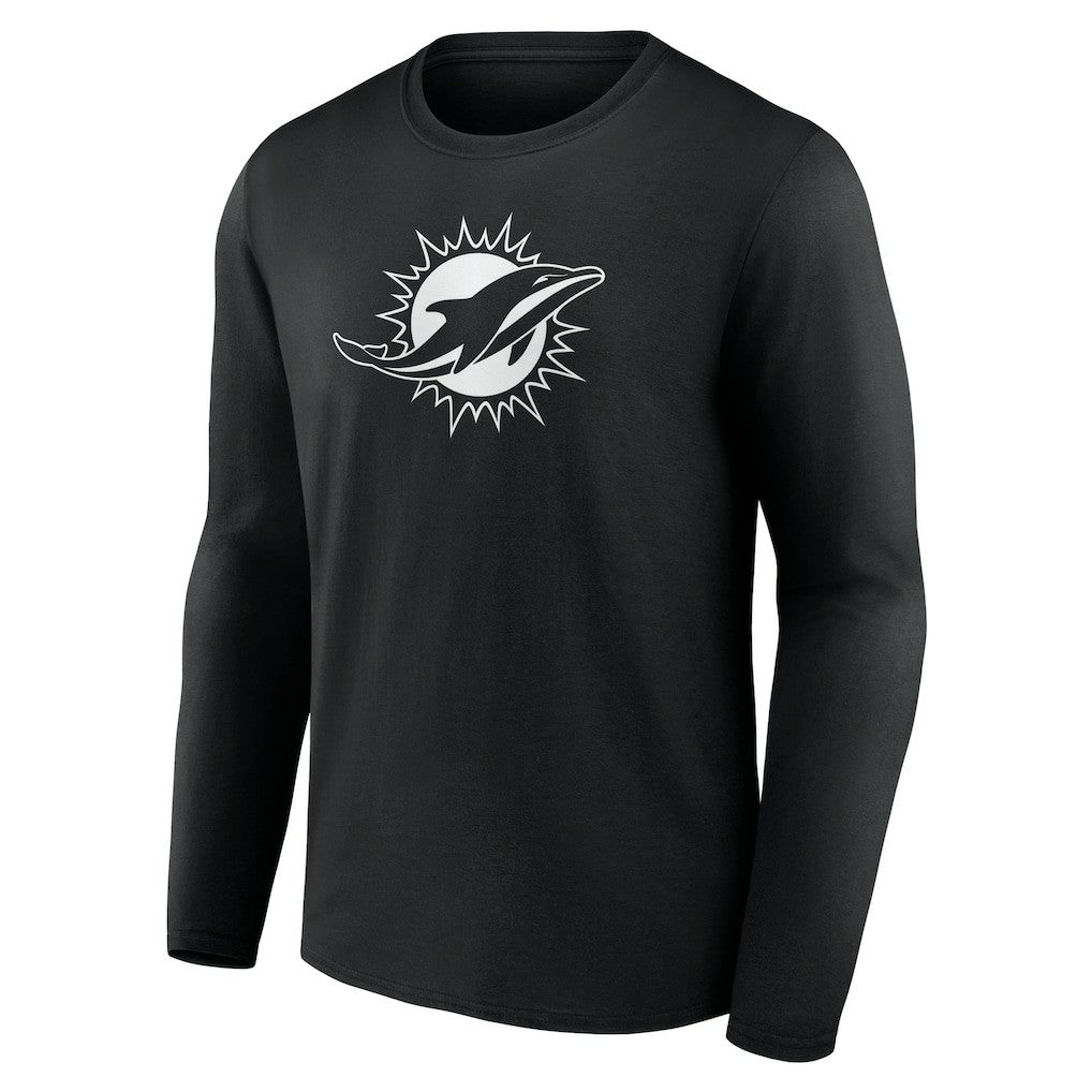 Miami Dolphins Personalized Name & Number Monochrome Long Sleeve T-Shirt - Black T-shirts