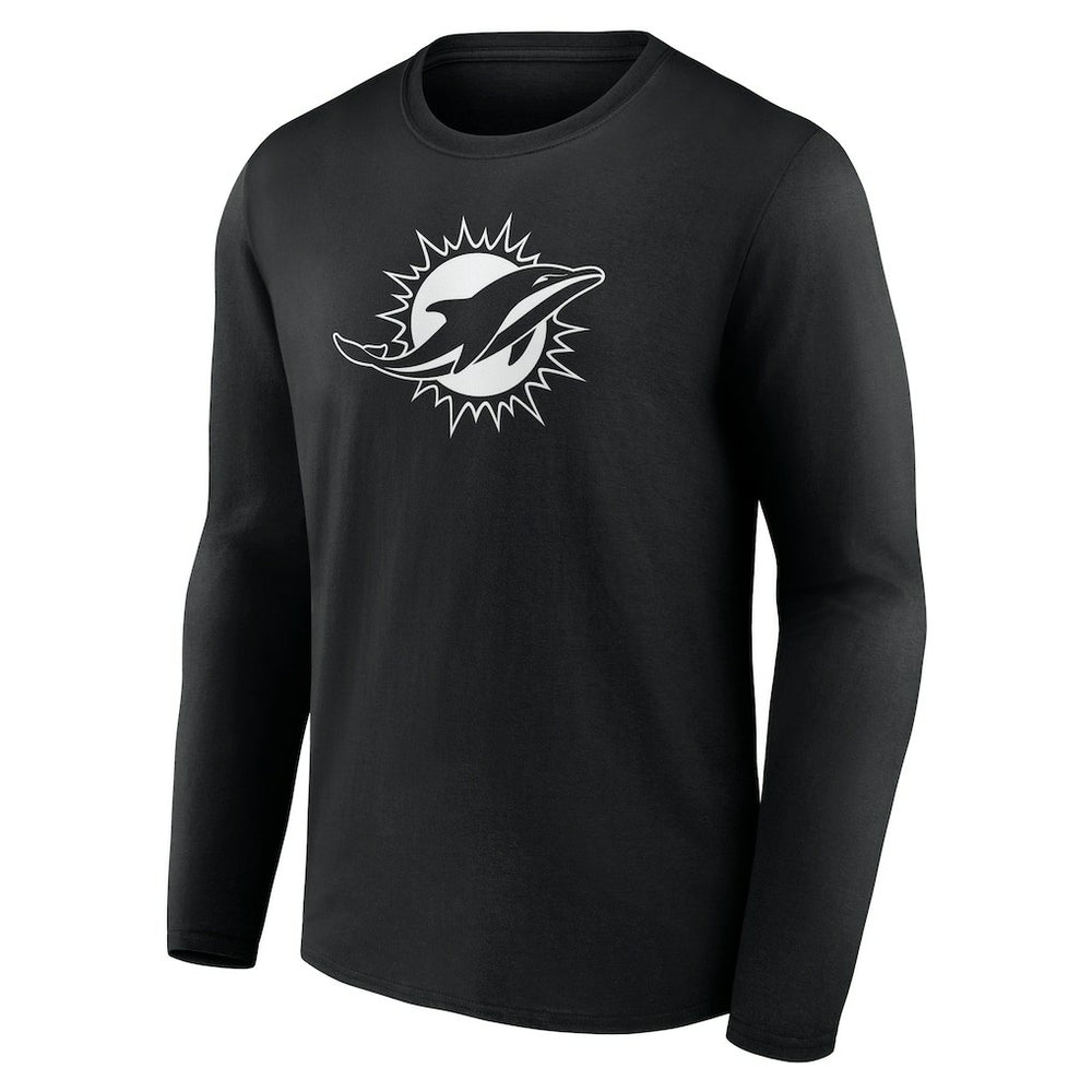 Miami Dolphins Personalized Name & Number Monochrome Long Sleeve T-Shirt - Black T-shirts