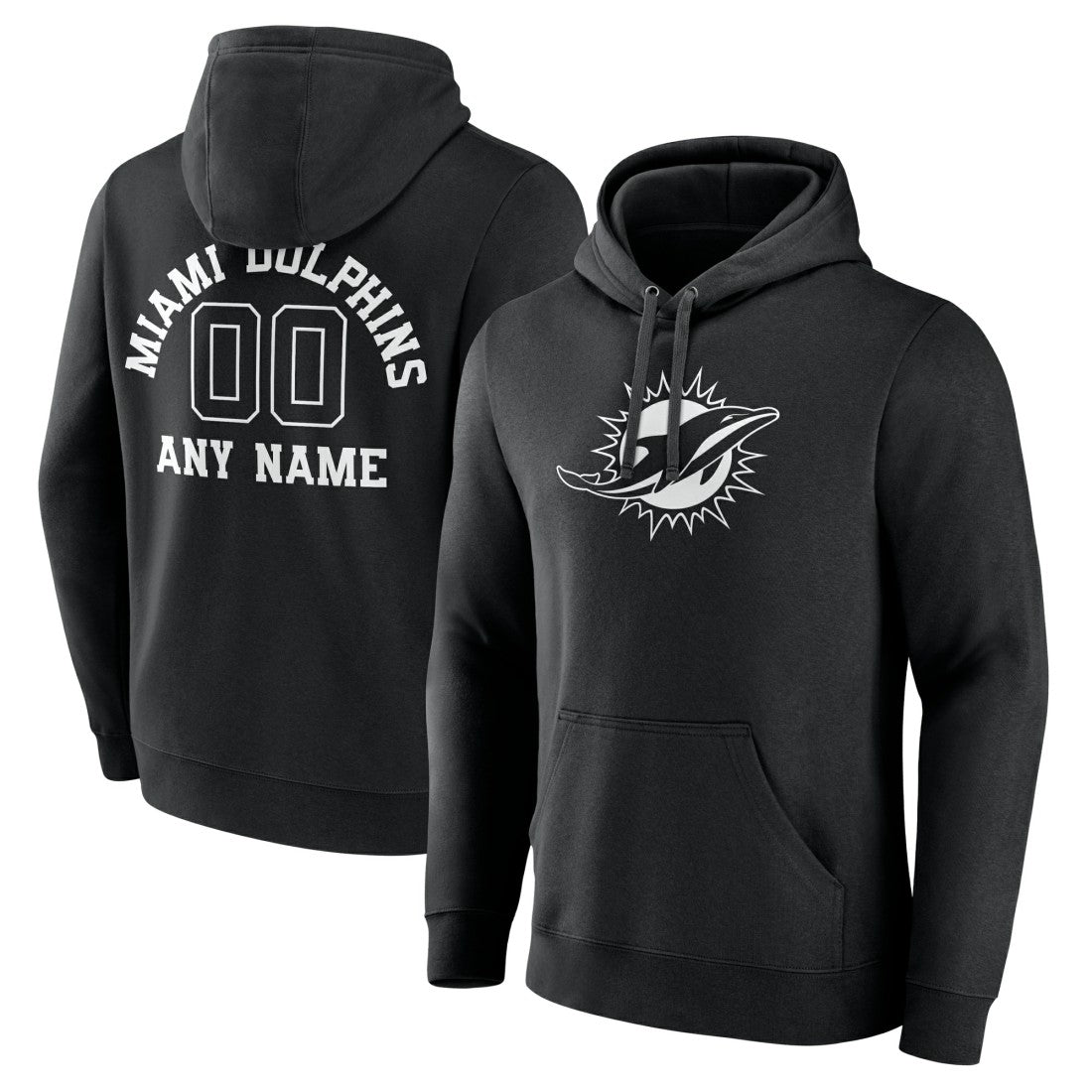 Miami Dolphins Personalized Name & Number Pullover Hoodie - Black Hoodies